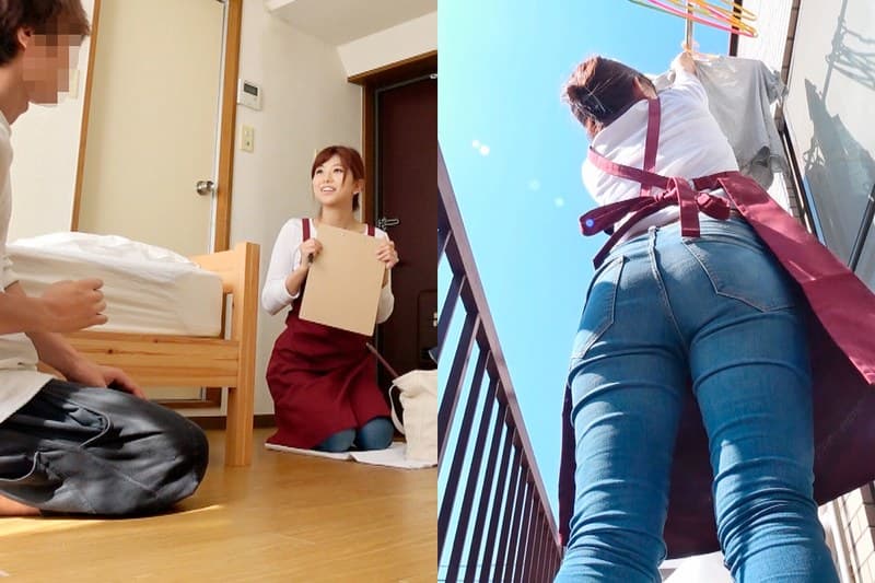 『家事代行おばさんのピタパン尻に我慢できずにバックからねじ込むデカチン即ハメ！ 5 「旦那がいるから…」断られても強引にイカせるイケメンの高速ピストン口説きSEXを完全収録！！魅惑の若チ○ポに心奪われたデカ尻妻が旦那では味わえない連続絶頂！ ちなつ』の代表画像