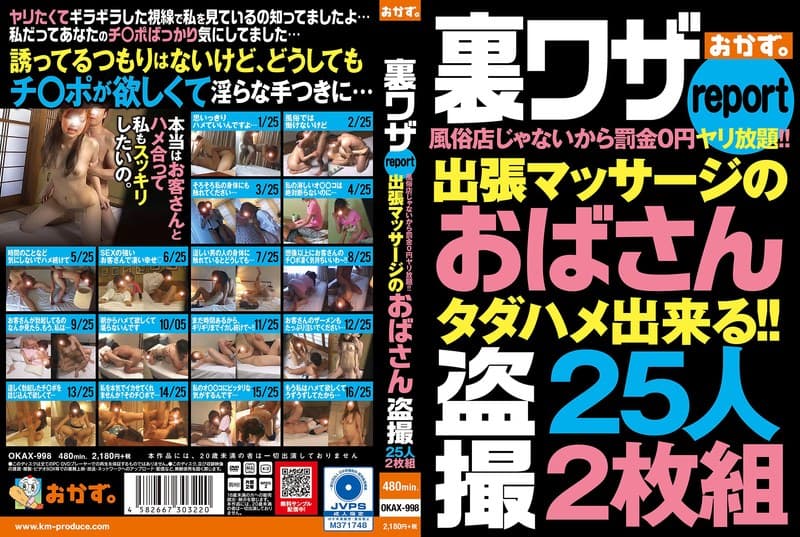 『裏ワザreport風俗店じゃないから罰金0円ヤリ放題！！出張マッサージのおばさん盗撮25人2枚組』の代表画像